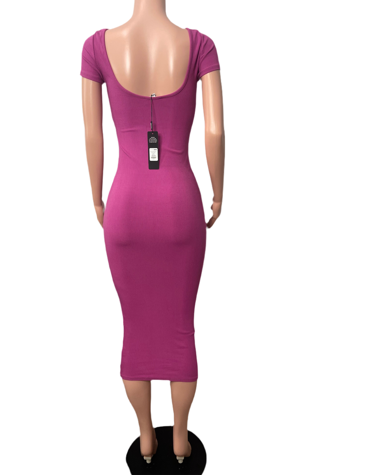 Veronica Snatched Midi Dress - Magenta