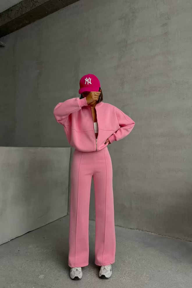 Raised Three Thread Tracksuit Gts018 - - Pink