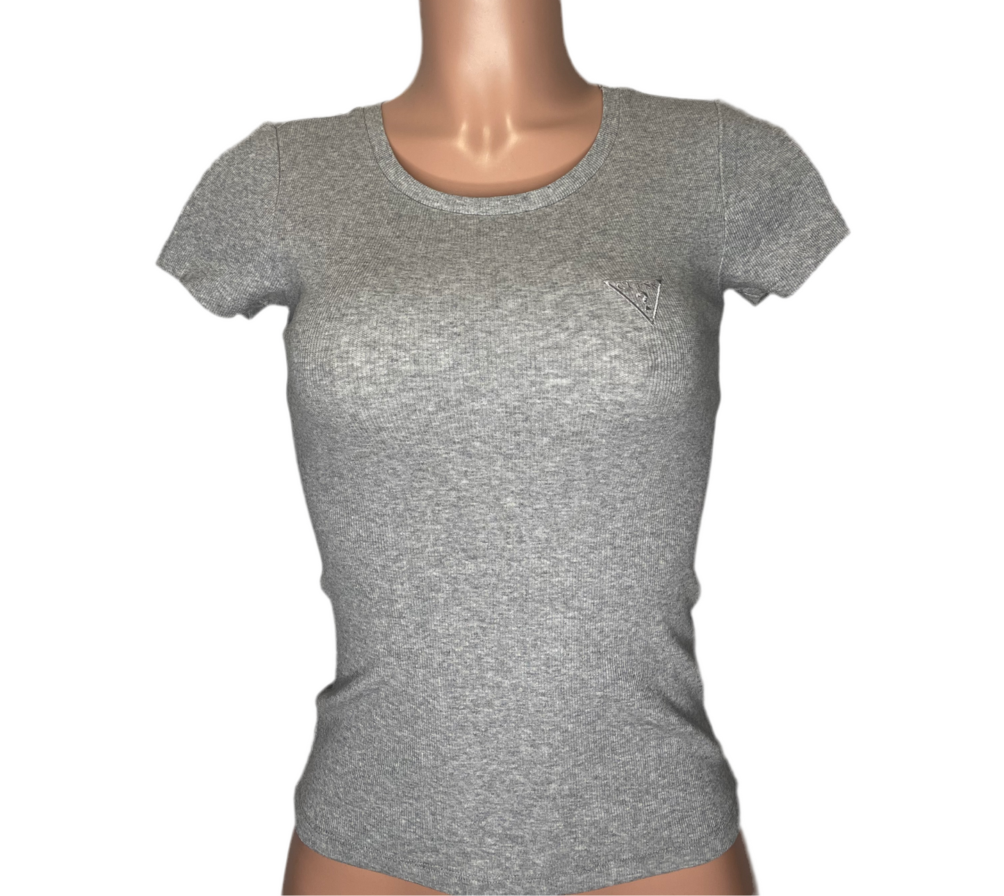 Guess Leonia Rib Ss Top- Light Melange Grey